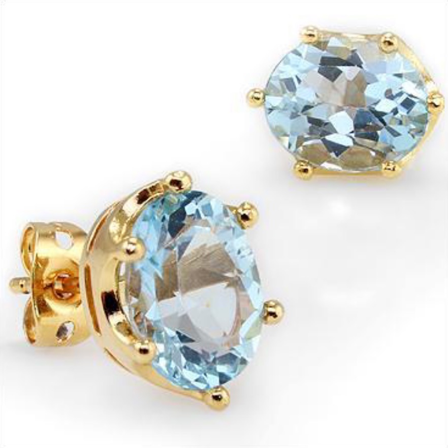 Nwot 3.0 Ctw Swiss Blue Topaz18k Yellow Gold Over Sterlingdesigner Earrings